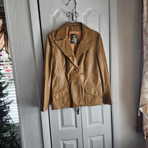 Classic Vintage GRACE LAMB  Tan Leather Jacket for Women Sz S